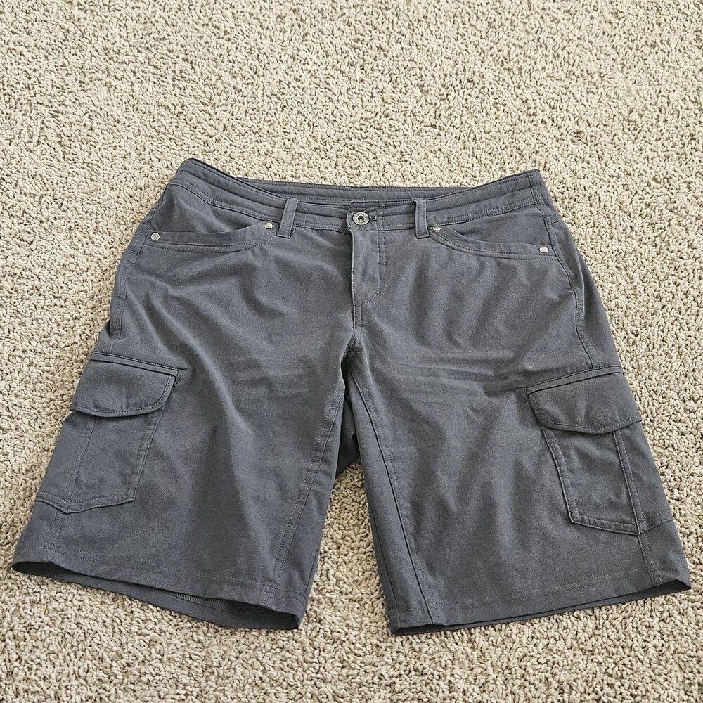 Kuhl Free Flex Cargo Shorts Womens 8 Dark Gray Drawstring Hiking Outdoor 10"